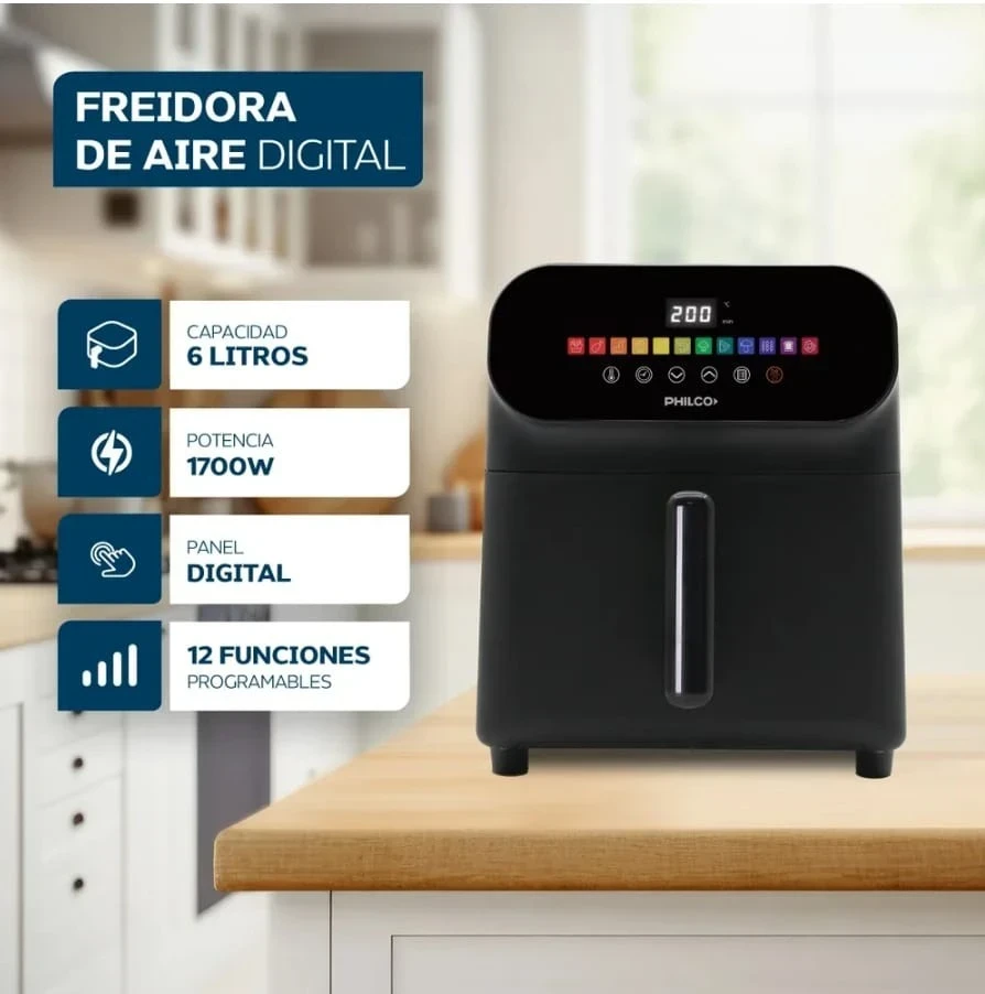 FREIDORA DE AIRE PHILCO 6LTS 1700WTS