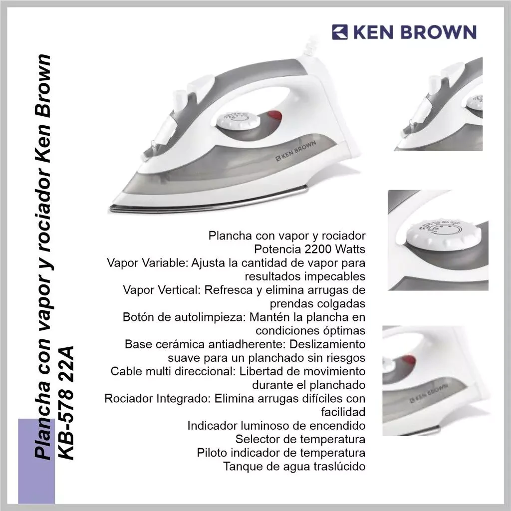 Plancha con vapor y rociador Ken Brown  2