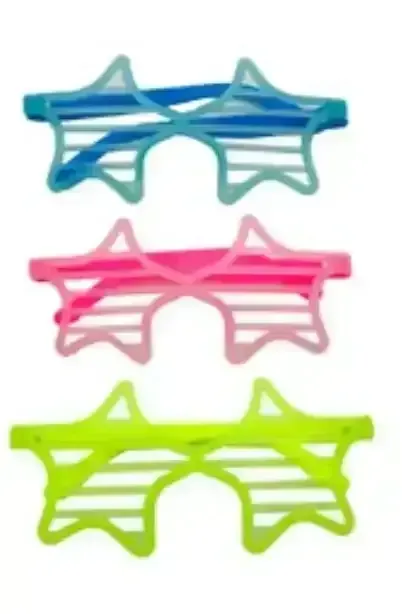 Anteojo plastico estrella rayado fluo 