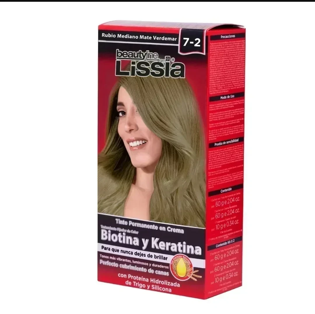 lissia tinte 7.2 rubio medio mate verde mar