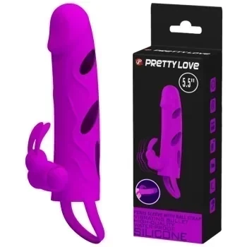 Funda Con Vibrador Y Extensión Extiende 2Cm - 14Cm X 3Cm Silicona