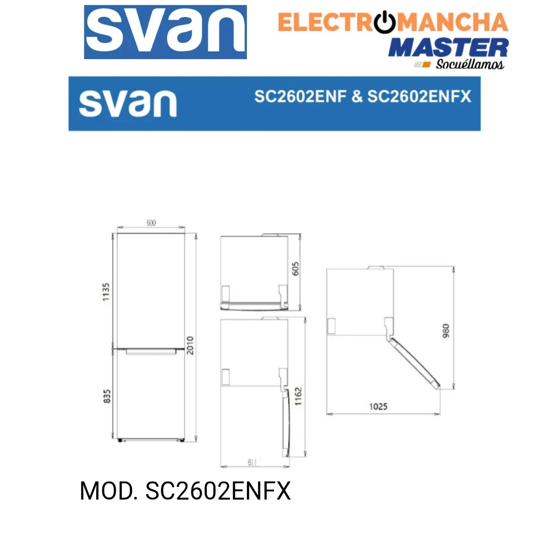 FRIGO COMBIN SVAN SC2602ENFX 2,01*60 INOX NF E 4