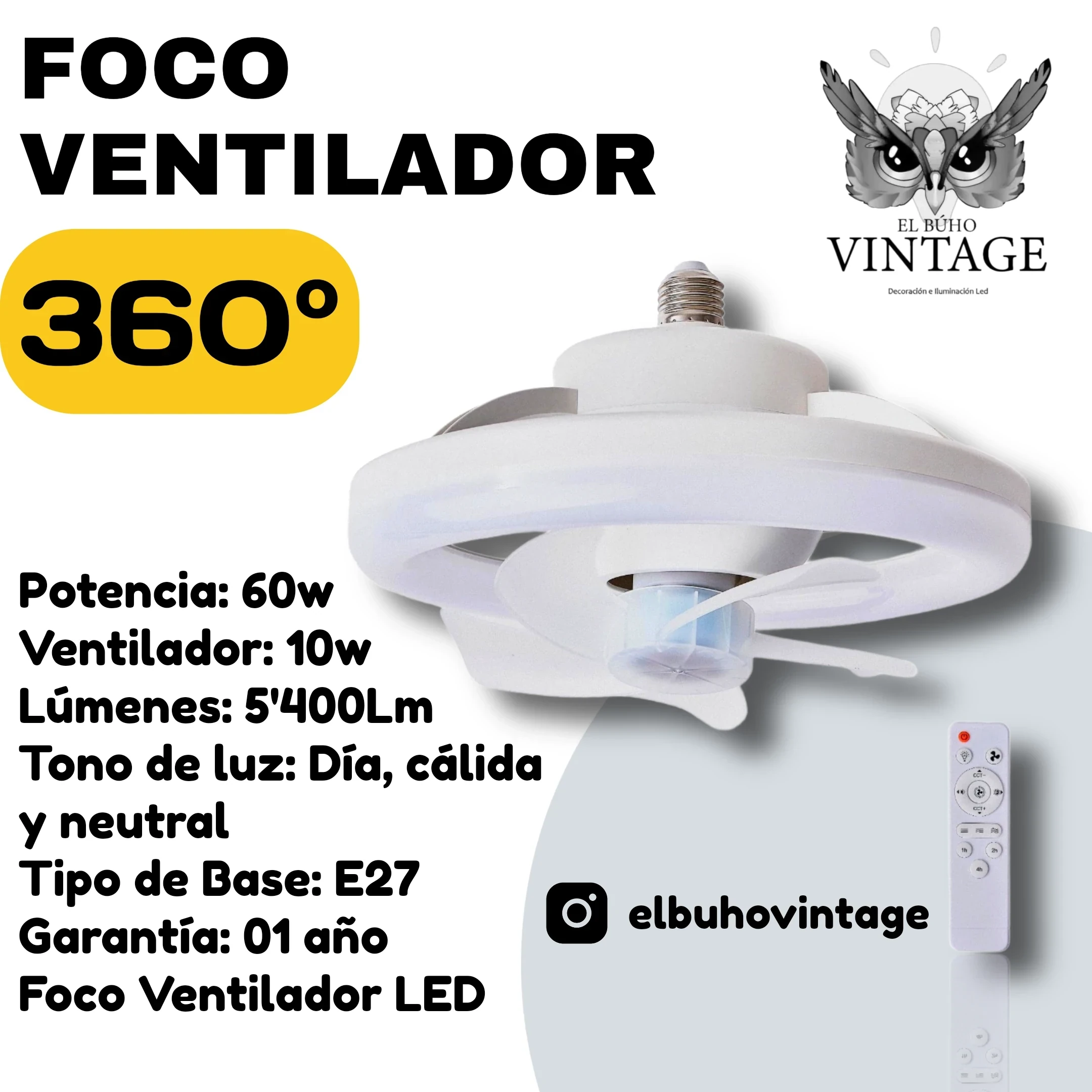 Foco Ventilador LED 360° 2