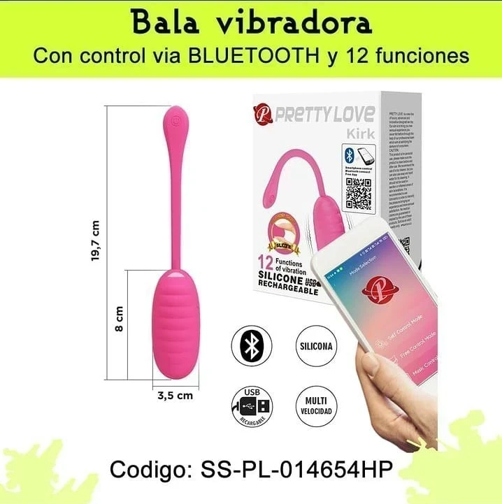 Bala vibradora con control via BLUETOOTH y 12 funciones de vibracion