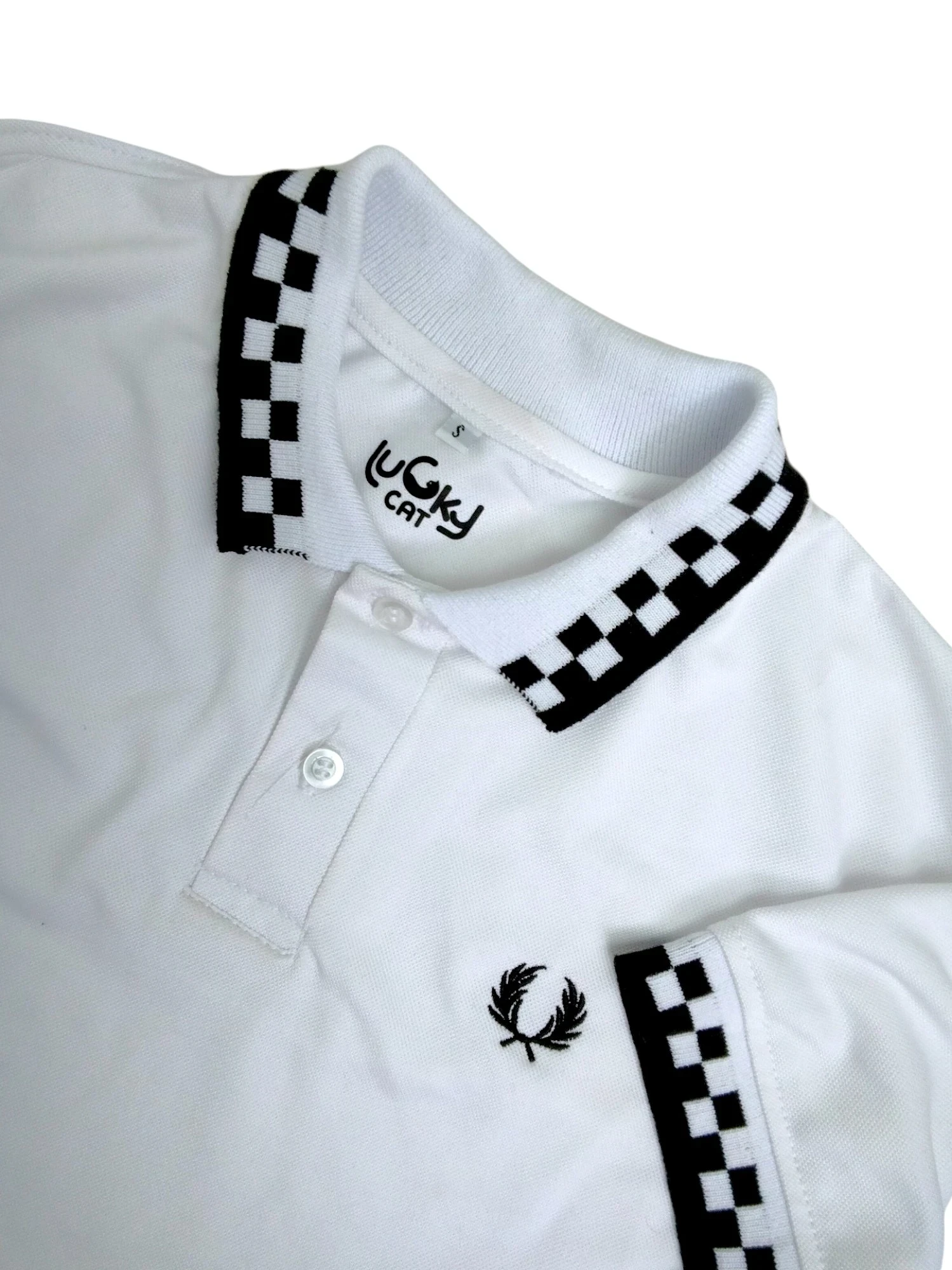 Camisa polo blanco con cuadros 