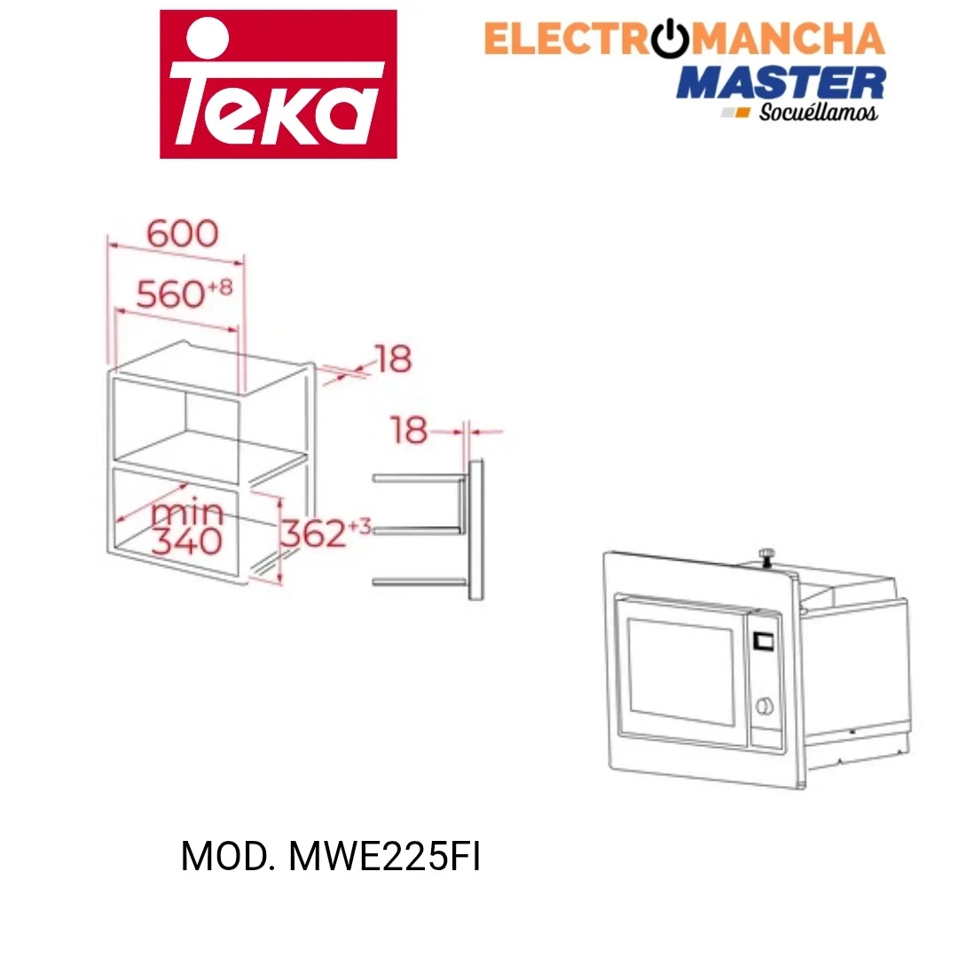 MICROONDAS INTEGRACION TEKA MWE225FI 20L GRILL INOX 4