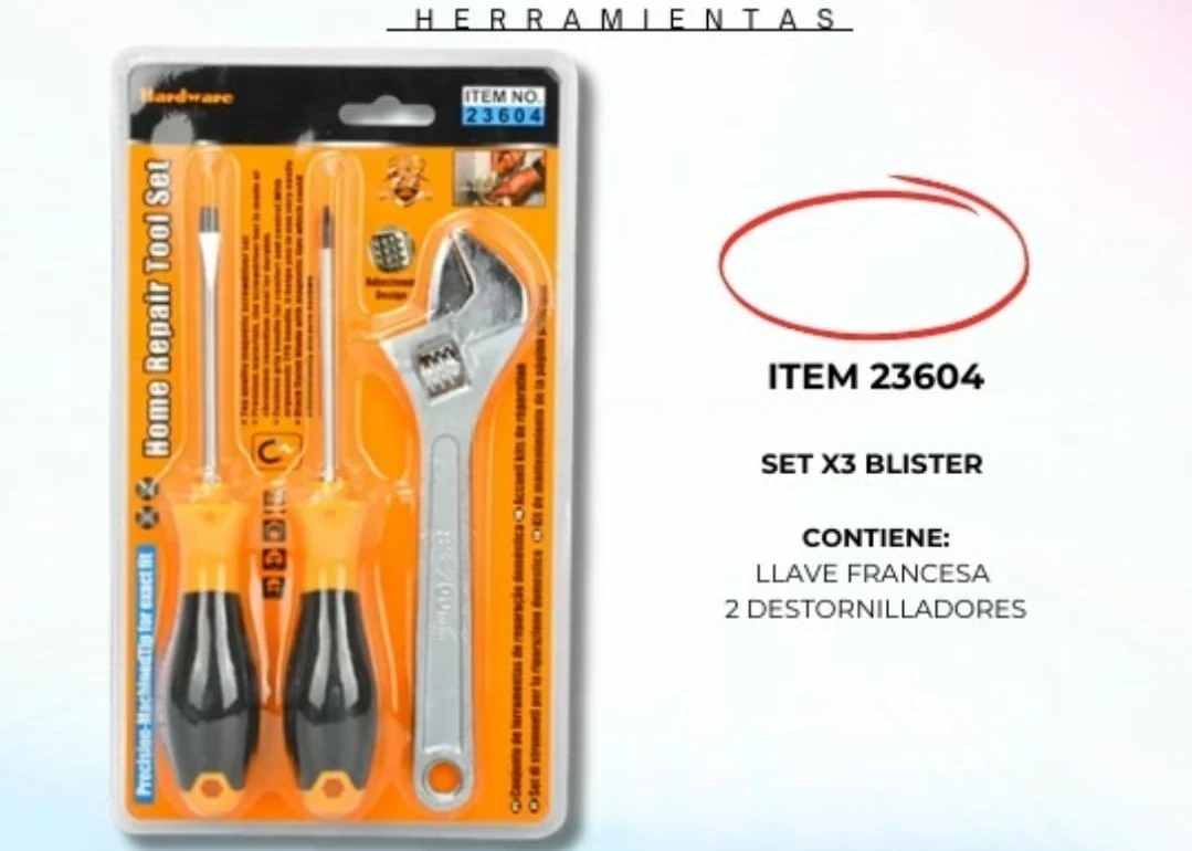 Set 3 Blister - llave francesa y destornillador 🪛🪛
