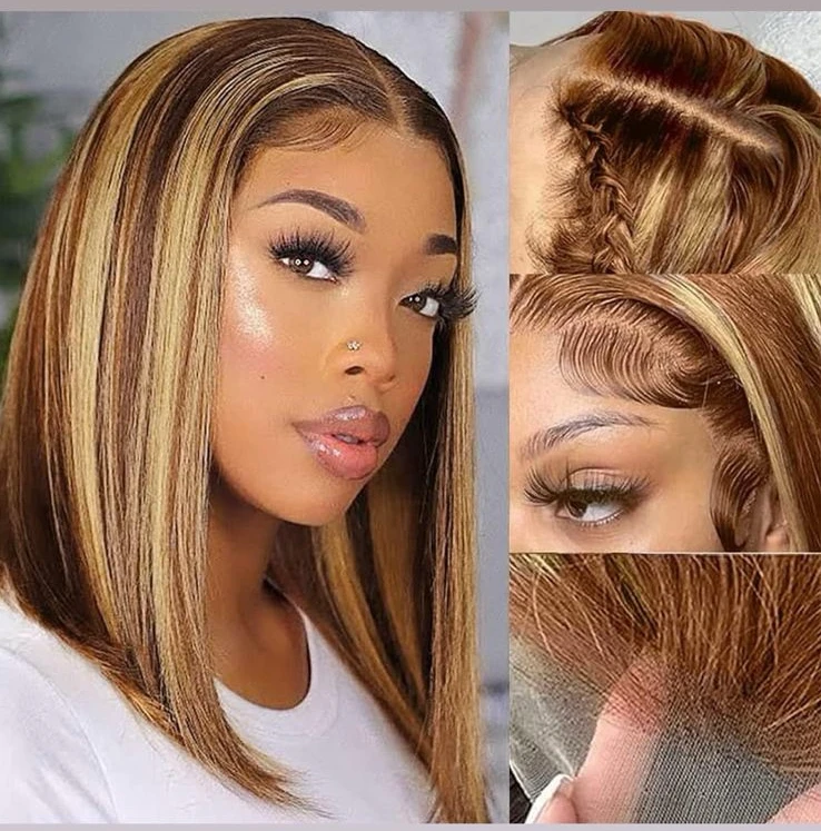 Peluca cabello humano 14 pulgadas, 200% densidad, frontal lace 13x4