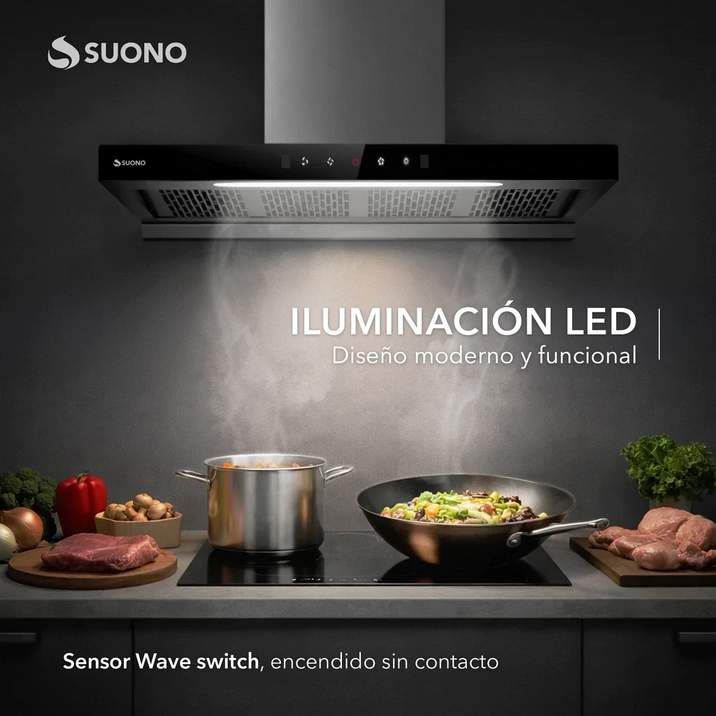 Campana Suono Extractora Luz Led 60cm 200W Silver 2