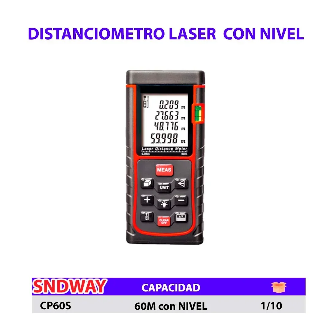 DISTANCIOMETRO LASER (Medidor de distancia) 60M con NIVEL