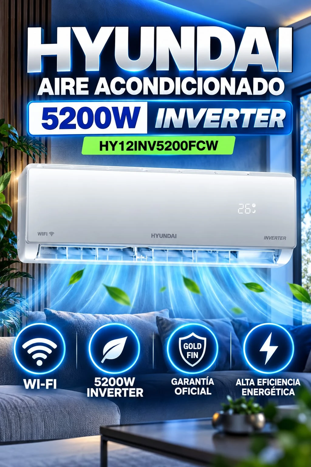 Aire acondicionado Hyundai 5200w inverter + wifi