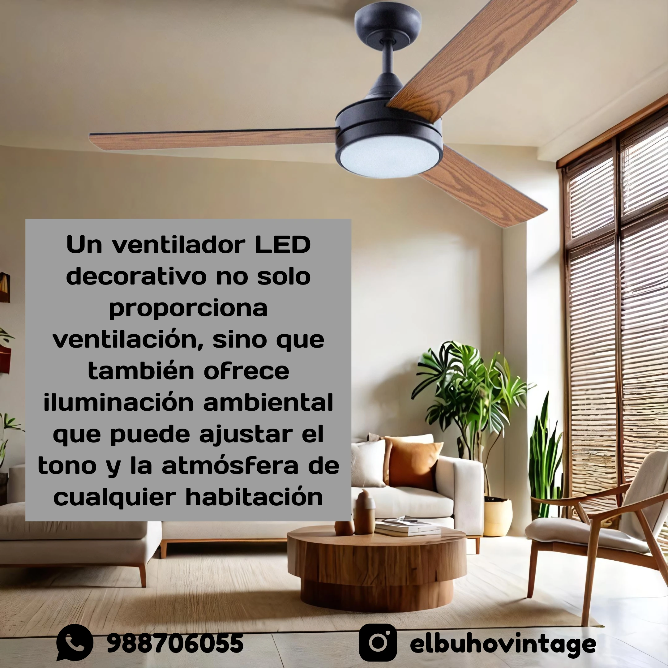 Lámpara Ventilador 03 tonos de luces  9
