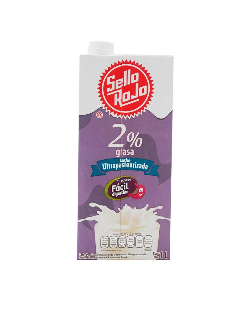 Leche UP. Sello Rojo 2% Deslactosada 1 Lt