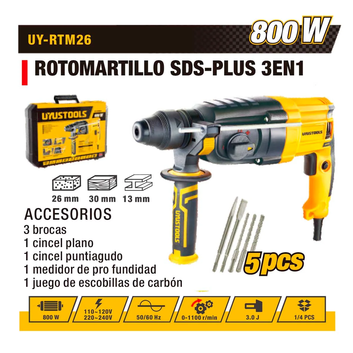 ROTOMARTILLO PLUS 3 EN 1 26 MM-800W
