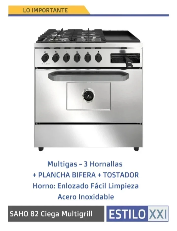COCINA INDUSTRIAL MORELLI SAHO MULTIGRILL JITAKU 820  3