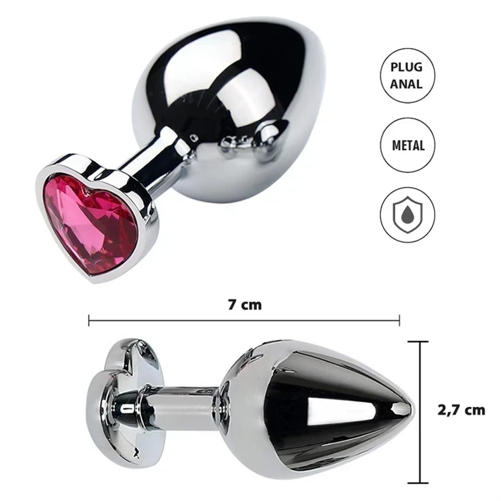 Gemini Rojo S: Joya anal Small con gema roja en forma de corazon