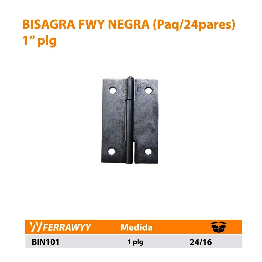 BISAGRA FWY NEGRA (Paq/24pares) 1"