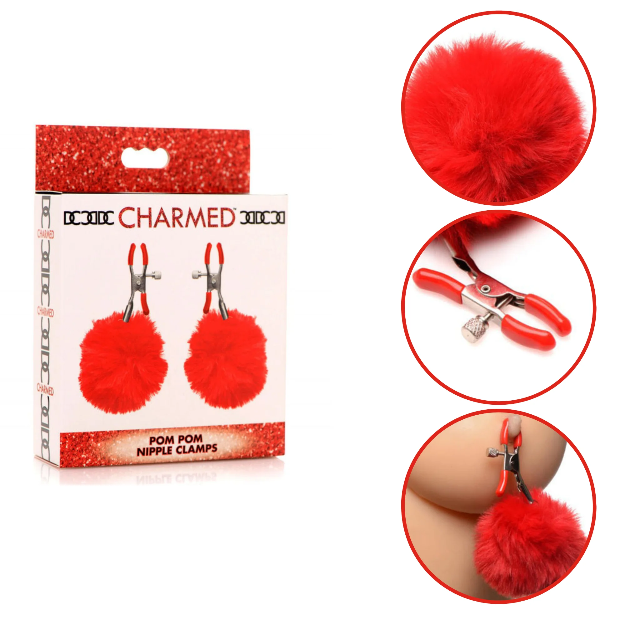 CH Pom Pom Nipple Clamps – Red