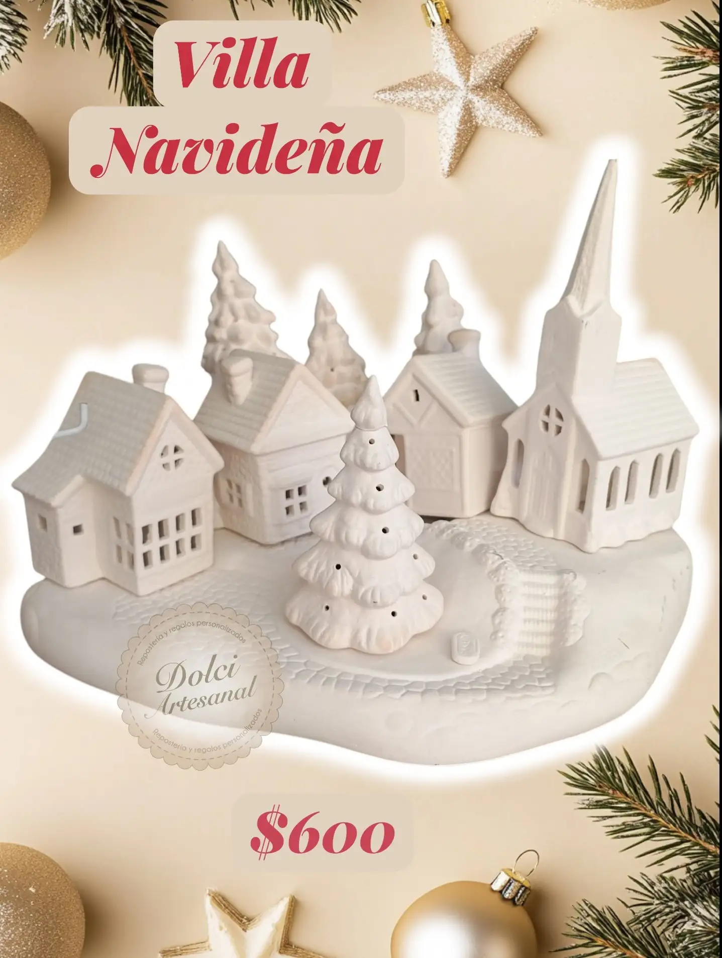 Villa navideña con base 