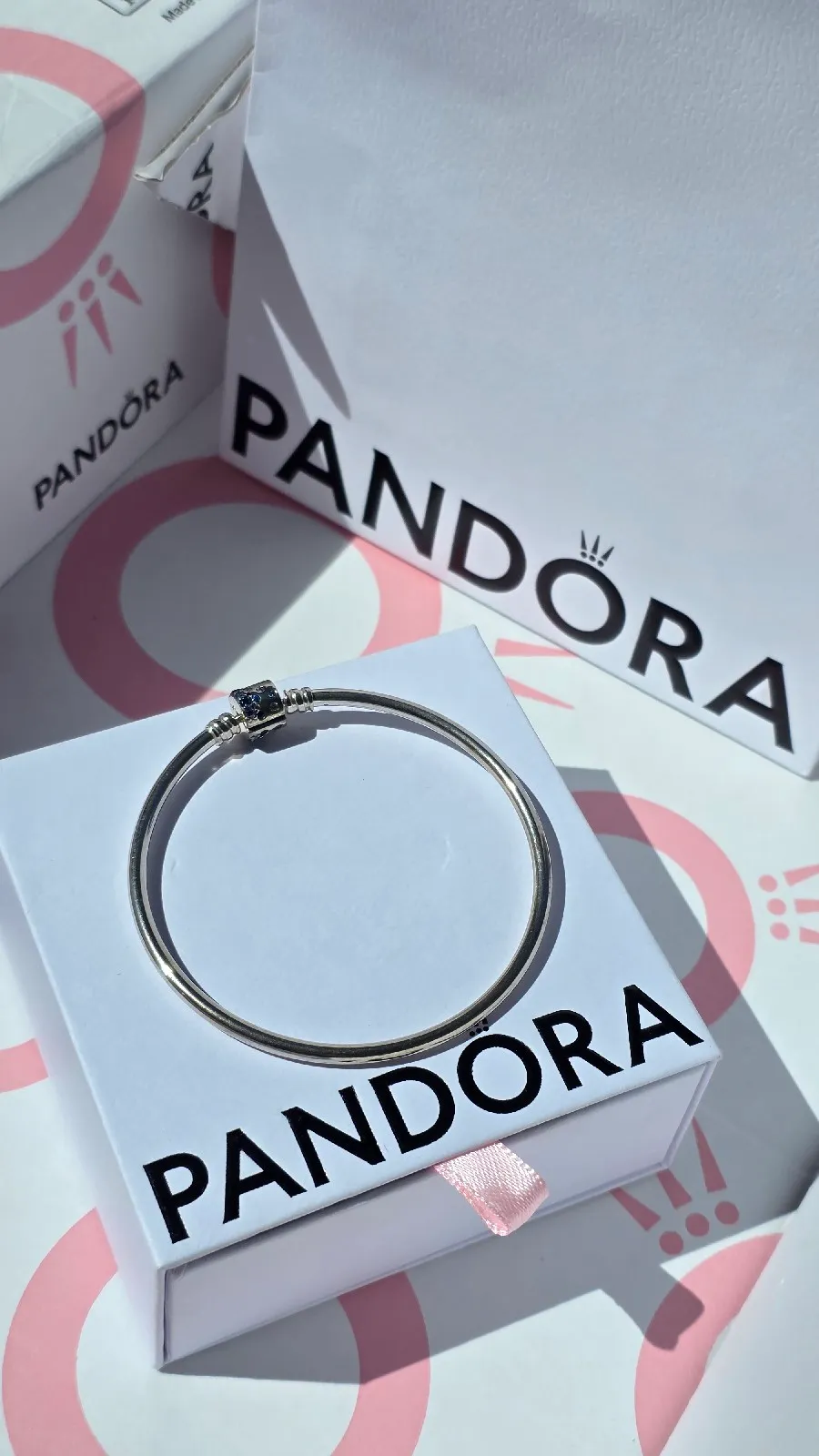 pandora blue sparkling barrel clasp bangle moments bracelet  3