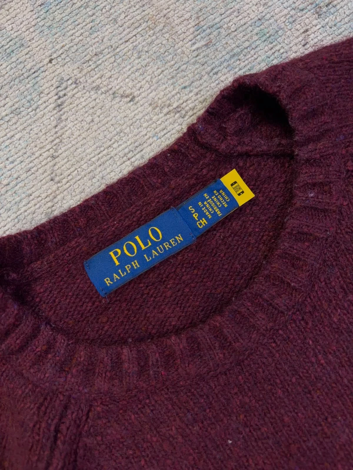 Sweater Polo Ralph Lauren Vino Tinto Lana Hombre Talla S 4