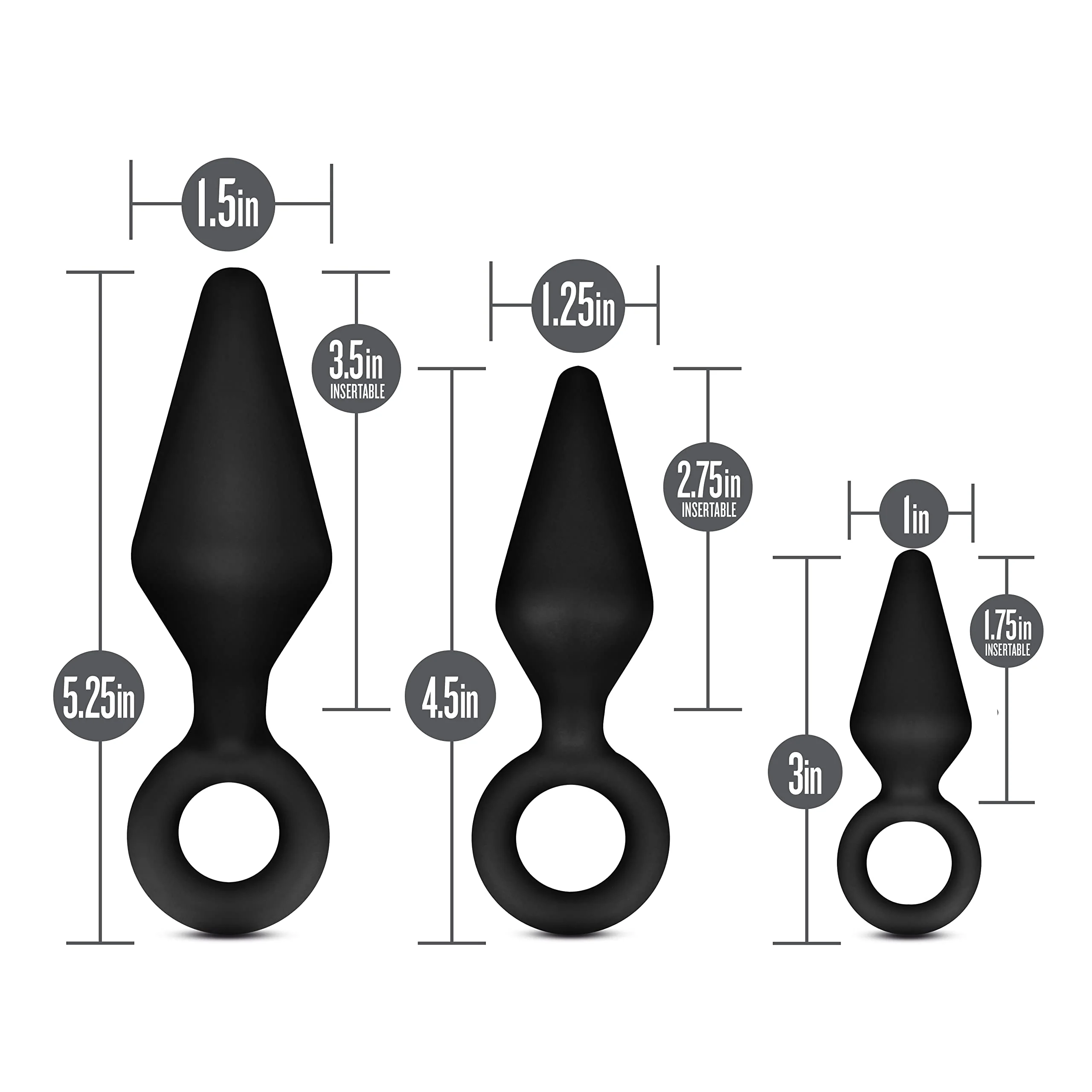 Anal Adventures Platinum – Silicone Loop Plug Kit – Black 2