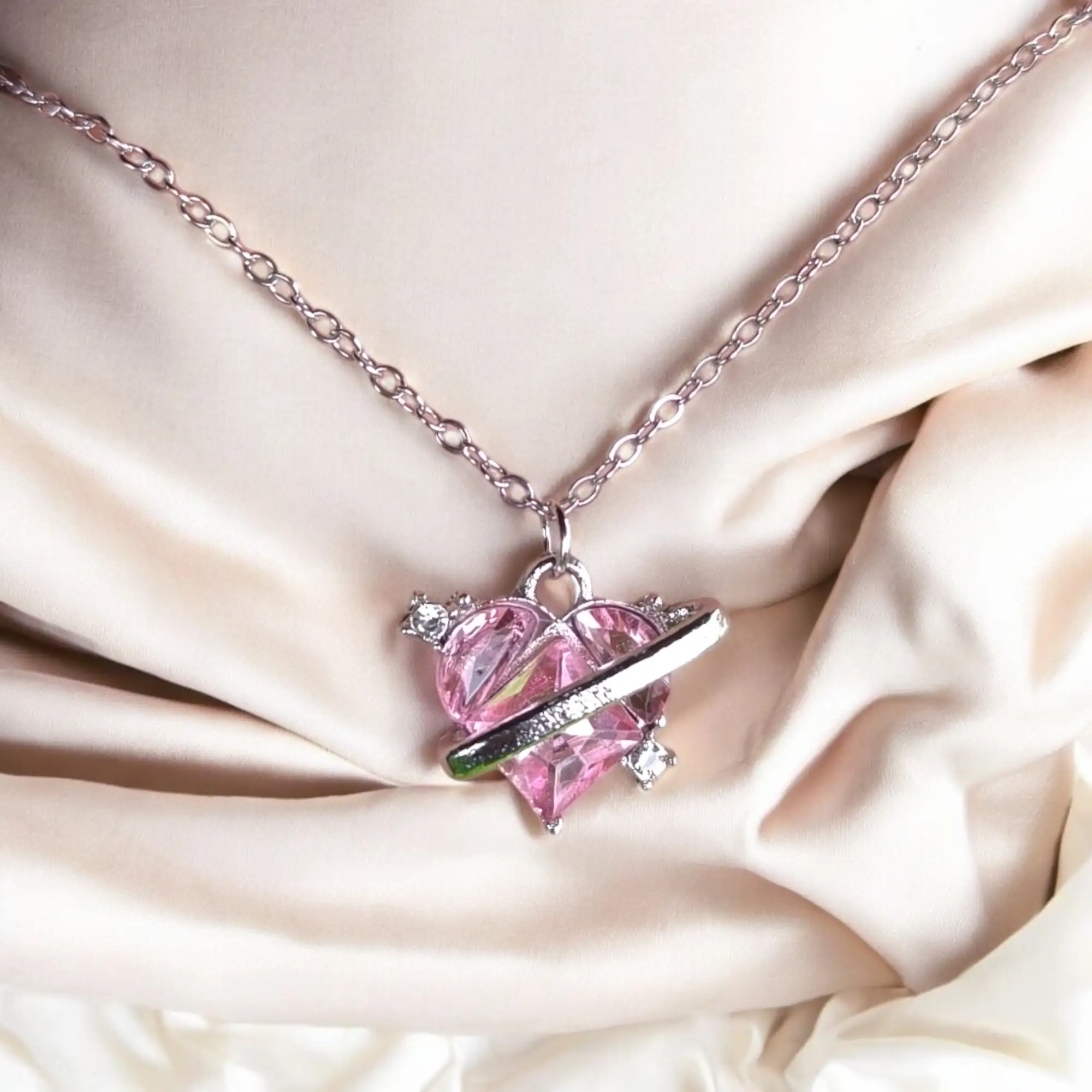 Corazón rosa con aro 3