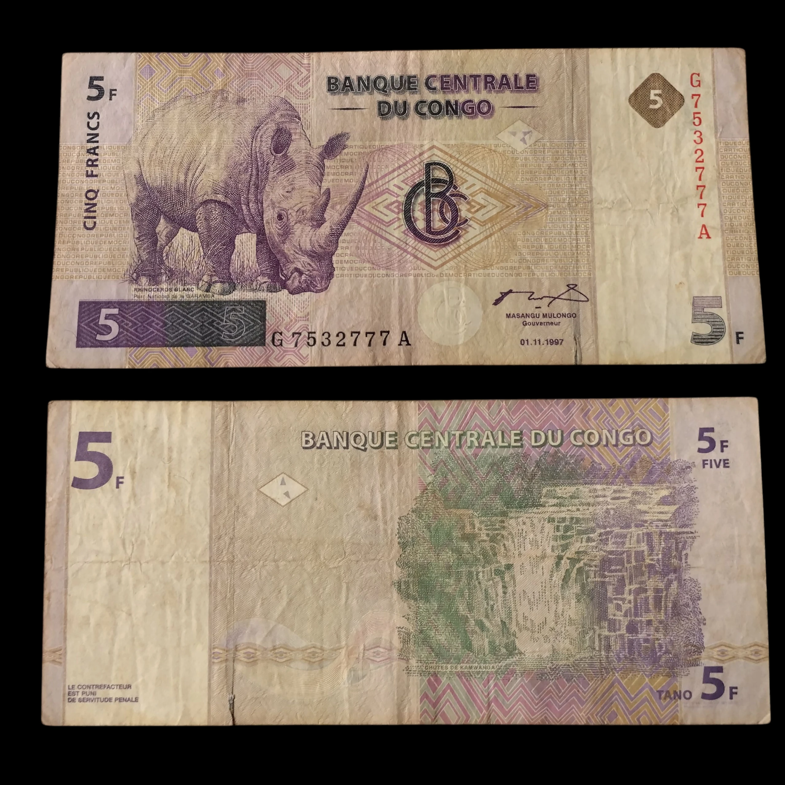 • Congo 5 francos Circulado 