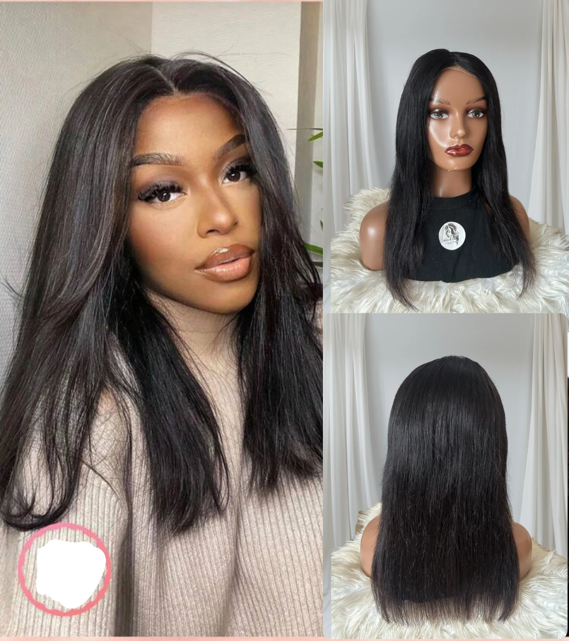 Peluca 16 pulgadas cabello humano, frontal lace 4x4 