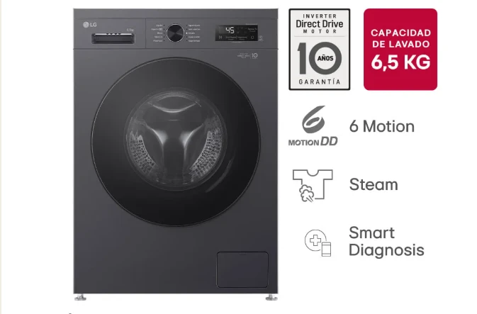 LAVARROPAS LG IINVERTER 6.5KG NEGRO 