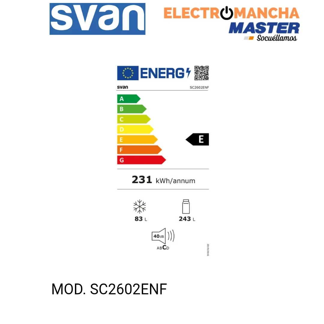 FRIGO COMBI SVAN SC2602ENF 2,01*60 BLANCO NF E 5