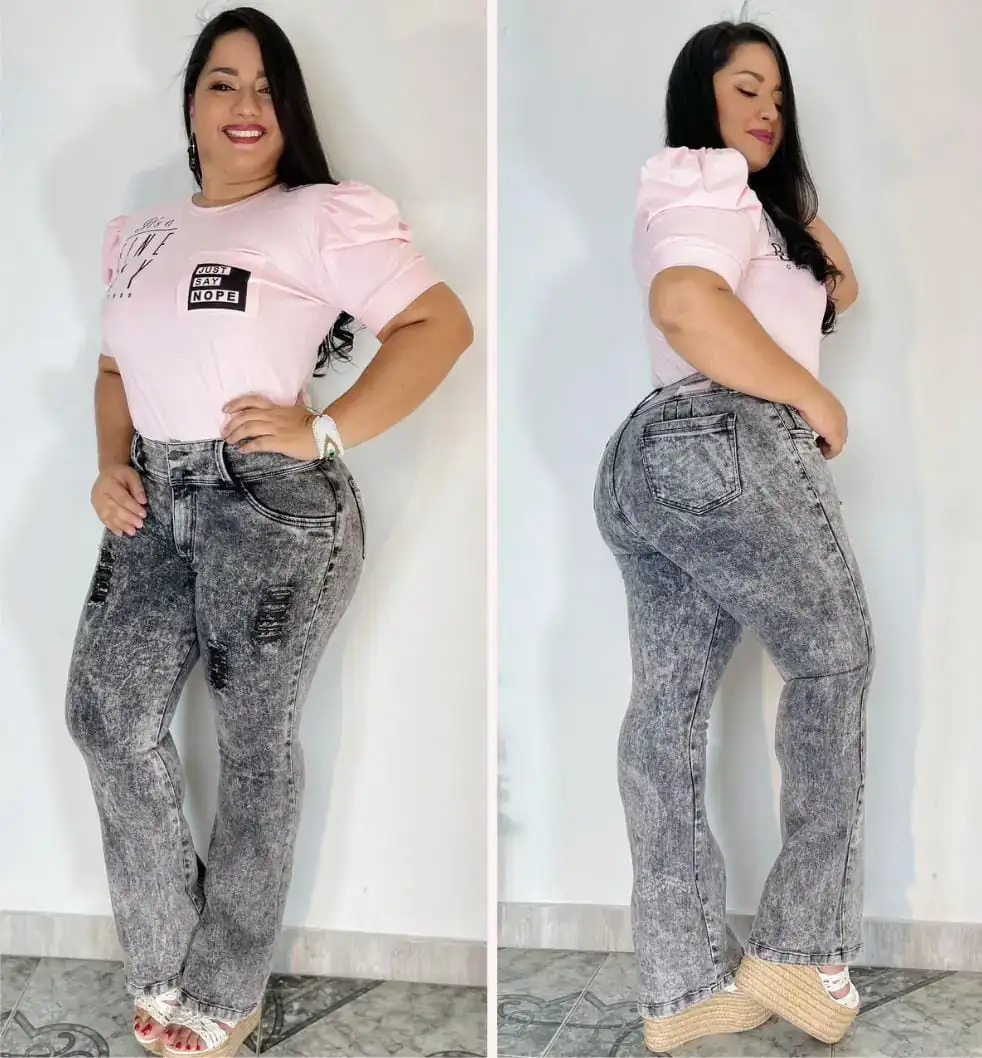 Jean Bota Ancha de 2 Botones Tallas Olus