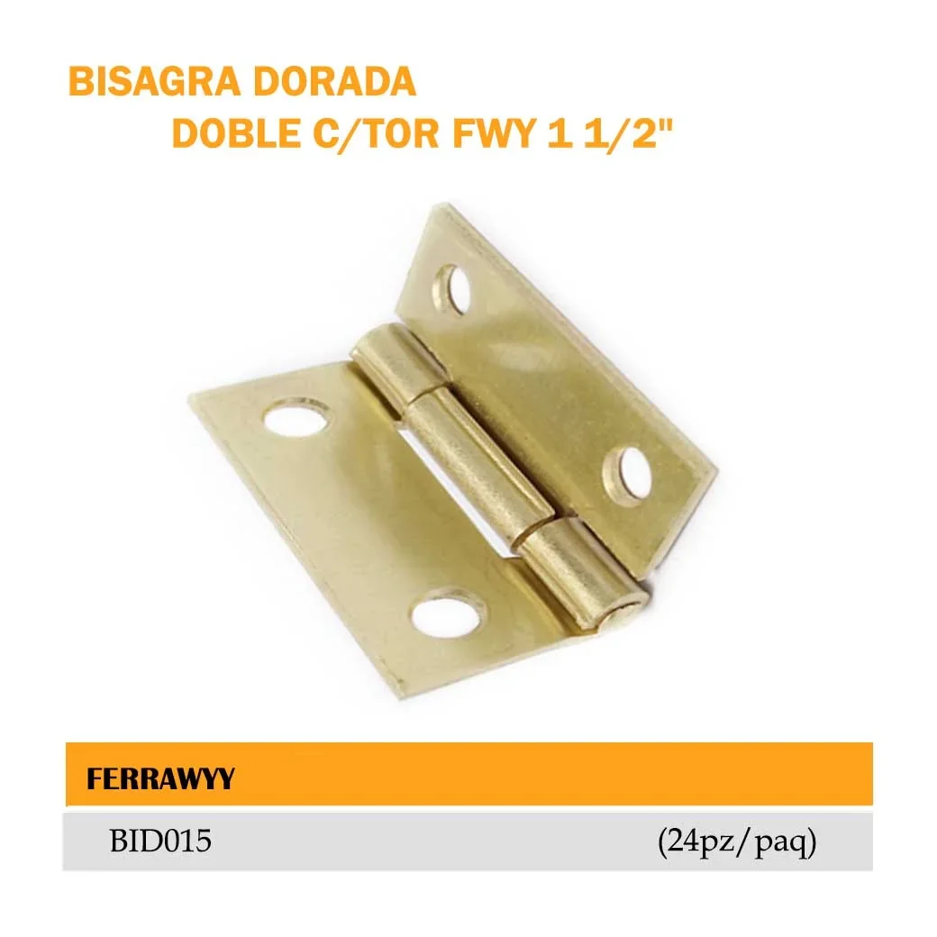 BISAGRA DORADA C/TOR FWY 1.5" (24 pz/paq) 
