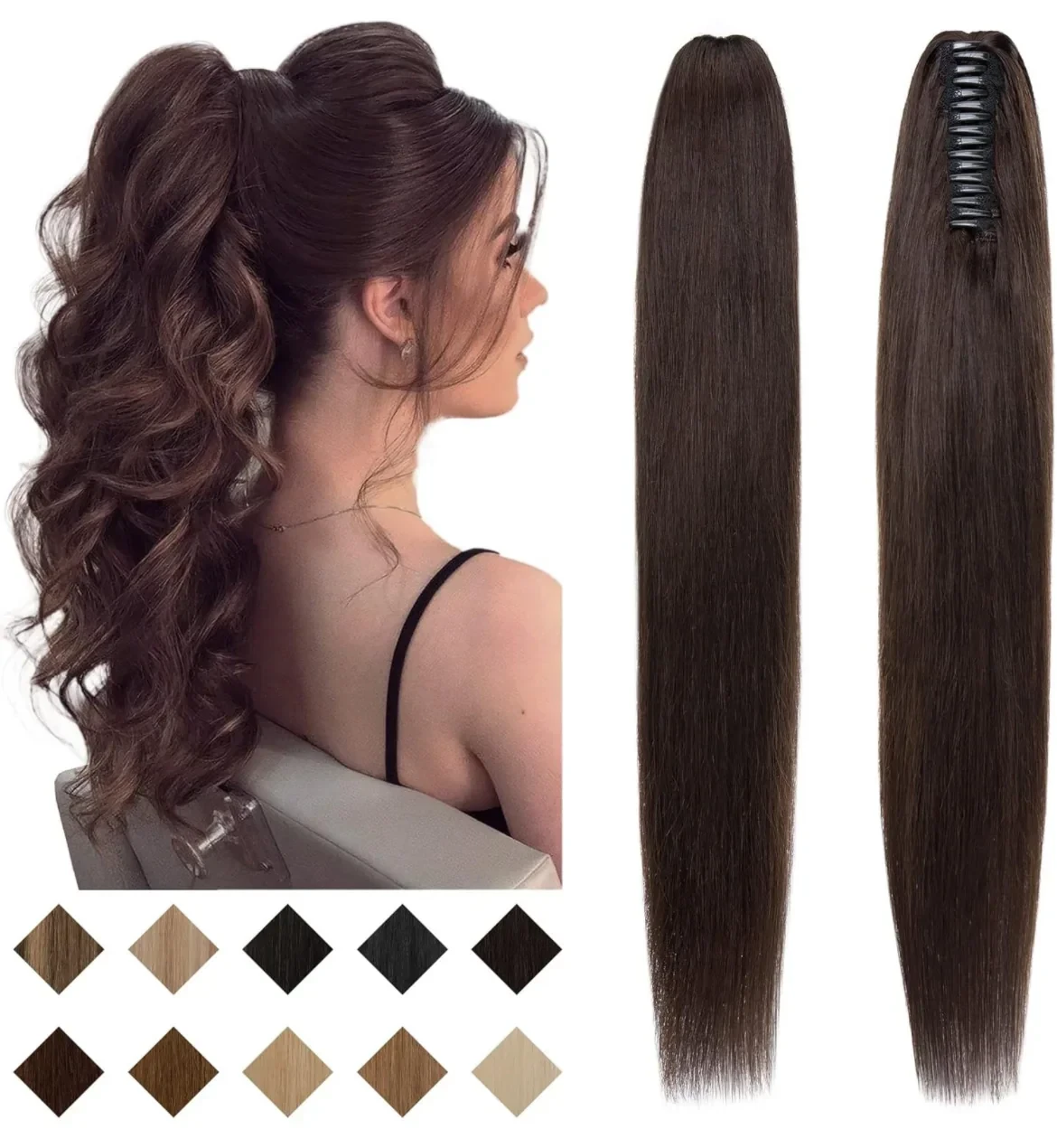 Cola de 14” cabello Humano con gancho chocolate 