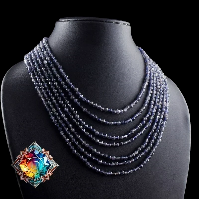 Inmejorable collar de gemas de iolita microfacetadas genuinas. 3