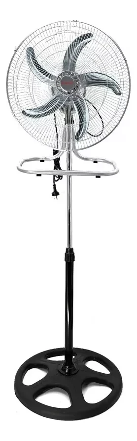 Ventilador De Pie Axel Ax-3m18cir 18'' Cromado, 70w, 3 Velocidades Oscilante Aspas Metálicas Altura Ajustable Ideal Interiores
