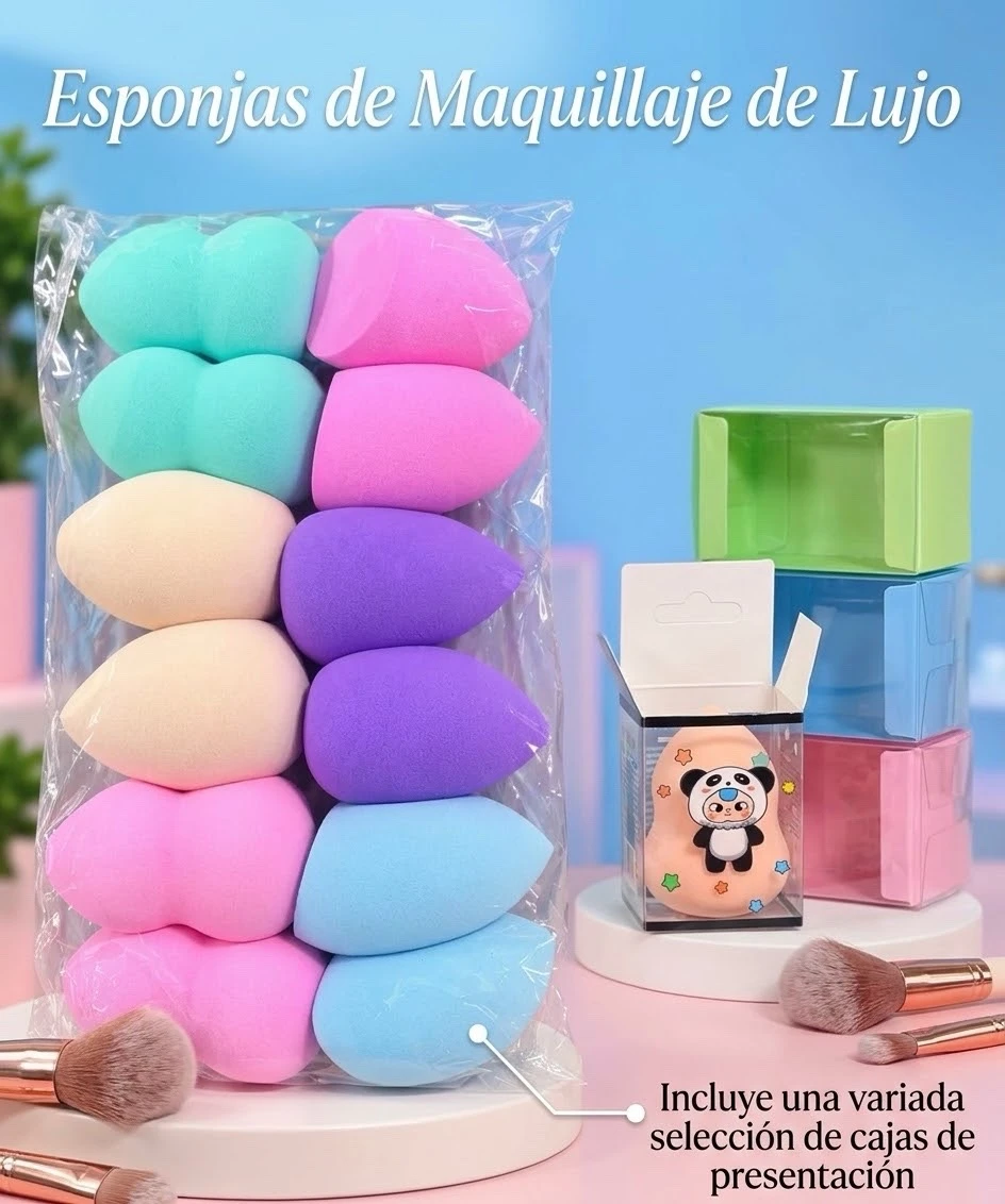 PAQUETE DE 12 ESPONJAS PUFF PARA MAQUILLAJE