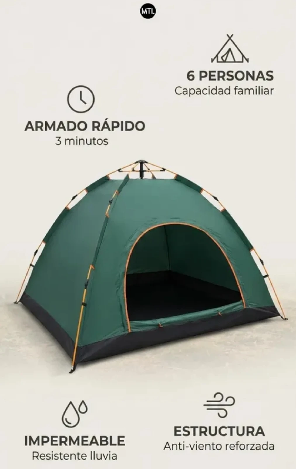 CARPA FAMILIAR MTL 6 PERSONAS 6