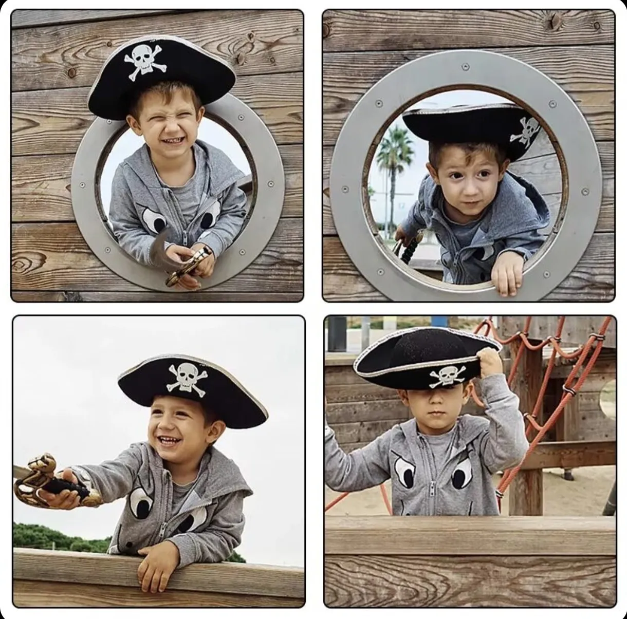 Sombrero paño pirata 3 puntas plata/oro 4