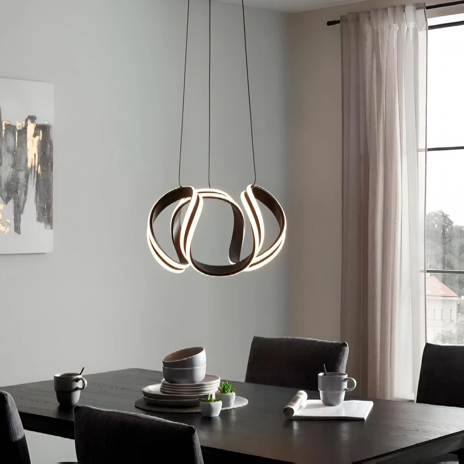 LAMPARA COLGANTE LED 55W 3TONOS NEGRA IRIS 85-265V 48X35CM  2