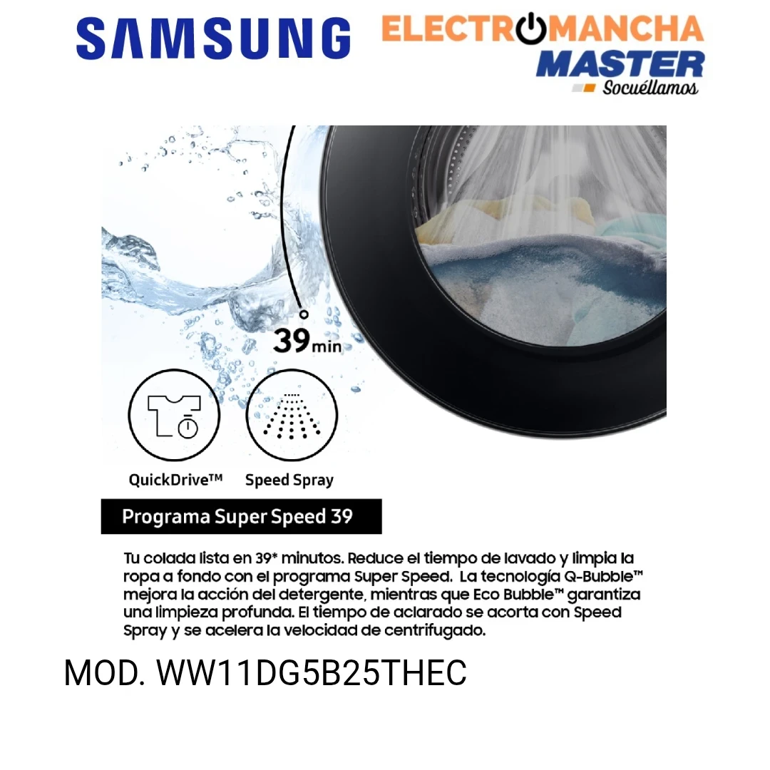 LAVADORA SAMSUNG WW11DG5B25THEC 11 KILOS 1400 RPM CLASE A  6