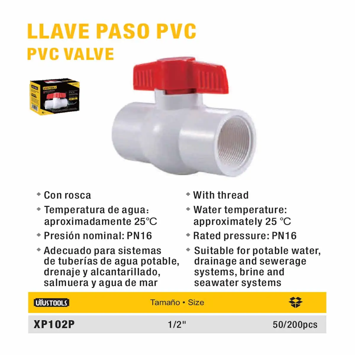 LLAVE DE PASO PVC UYUST 1/2"