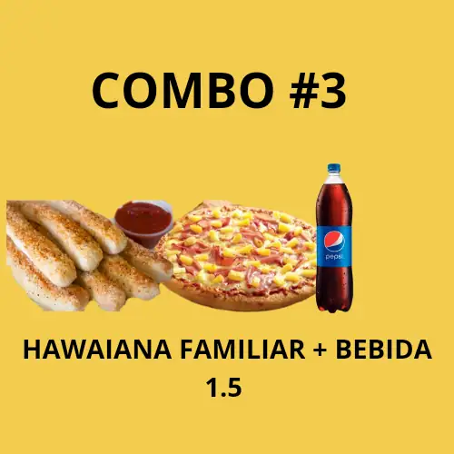 Hawaiana Familiar + Palos de Ajo + Bebida 1.5 