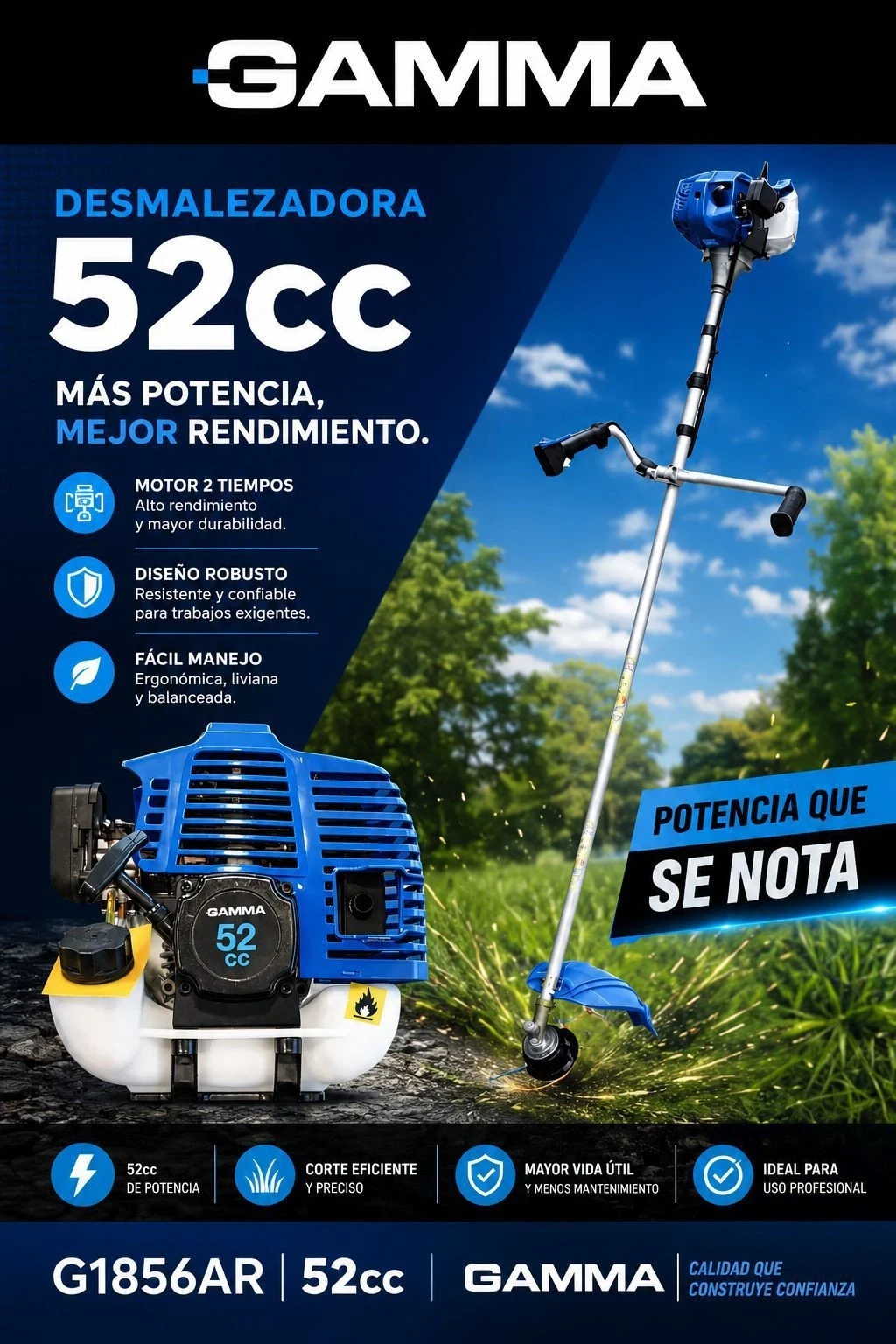 Desmalezadora 52cc Gamma Select G1845ar