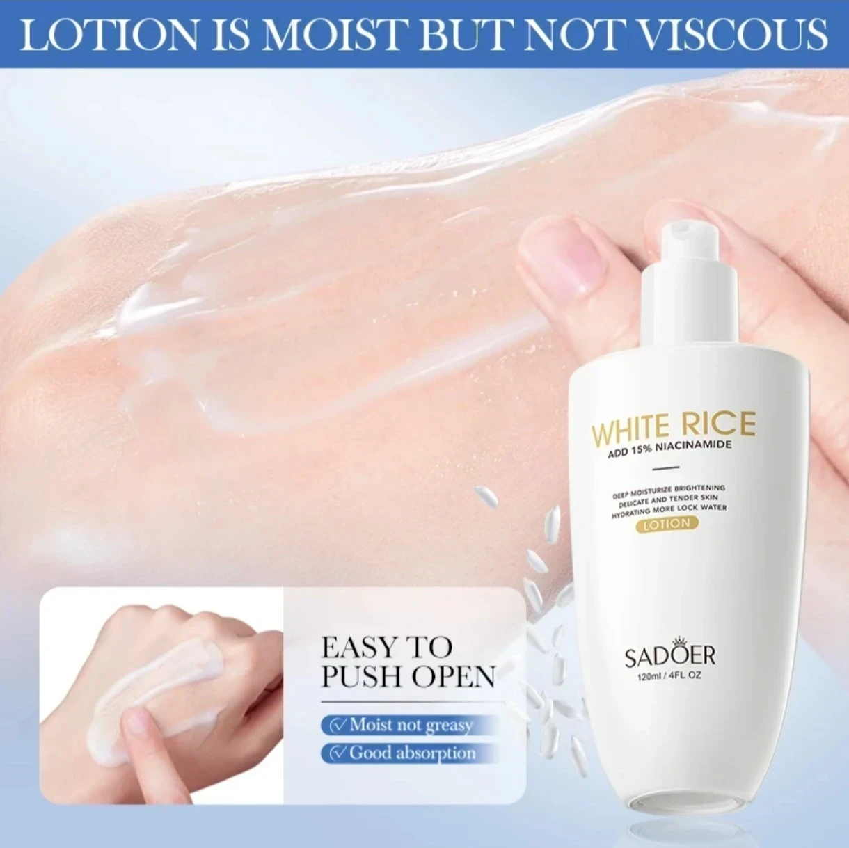 SADOER White Rice Lotion – Hidratación profunda y luminosidad 💞🥰