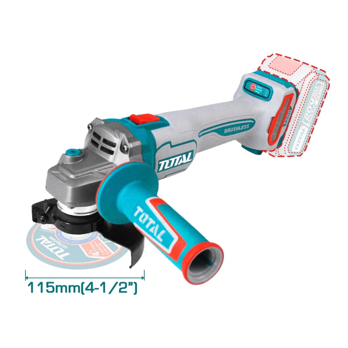 TAGLI2211531 Amoladora inalambrica 20v + batería 4ah y cargador total  2