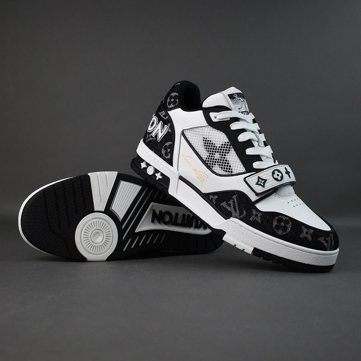 LV Trainer Monogram denim velcro 2