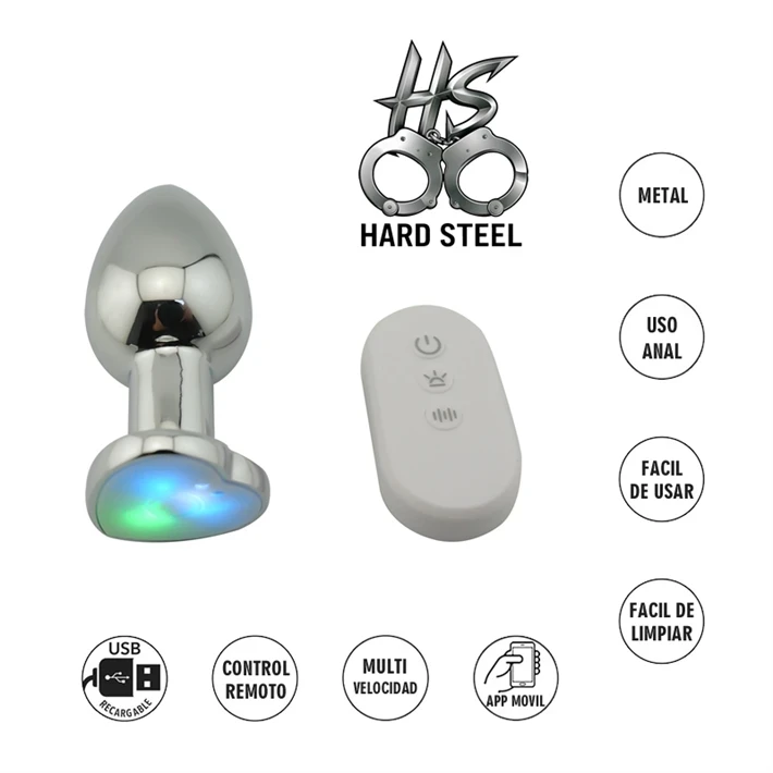 Plug anal con forma de corazon, vibracion y control remoto Medium