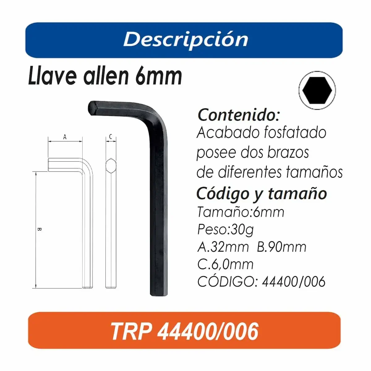 LLAVE ALLEN TRM PRO 6 MM