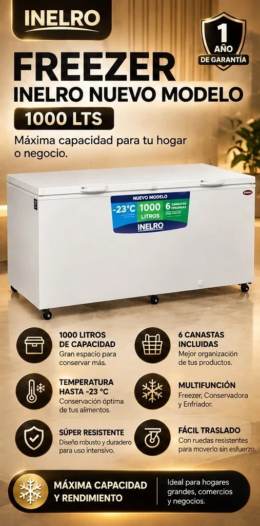 FREEZER INELRO 980L BLANCO *CONSULTAR DISPONIBILIDAD CON EL VENDEDOR*